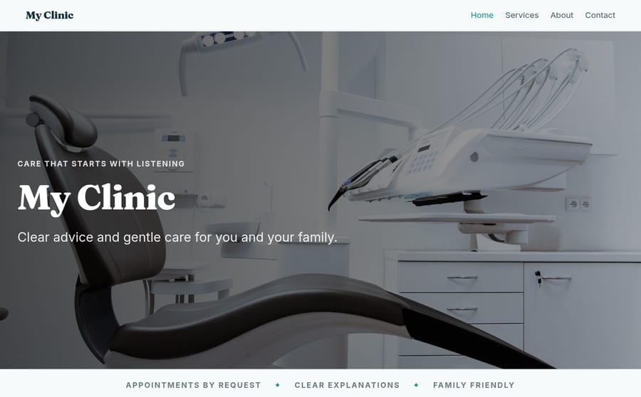 Clinic or dentist website template