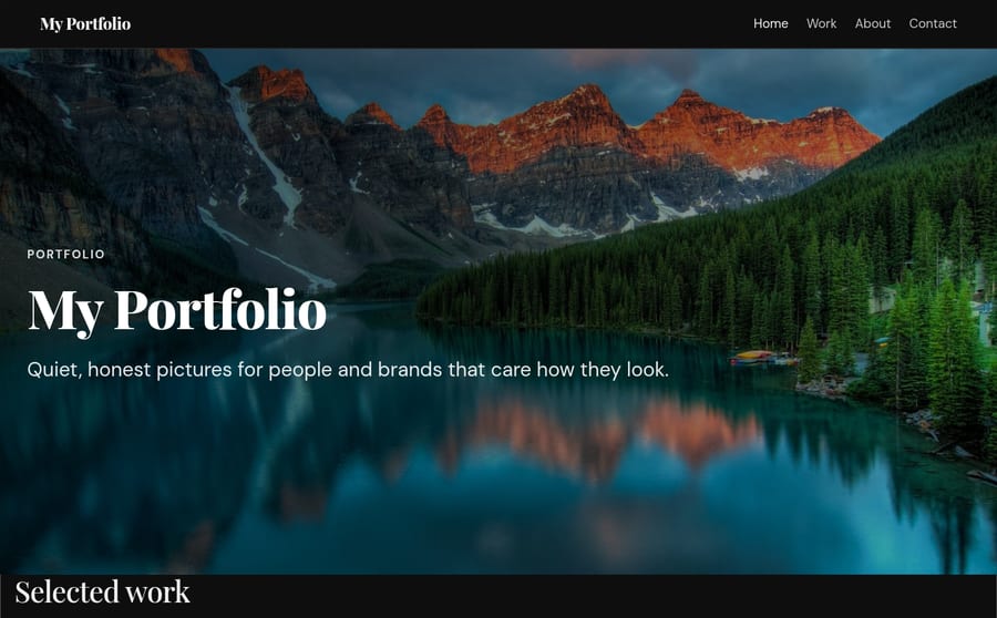 Photographer or portfolio website template