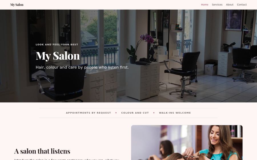 salon website